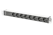 Digitus aluminum outlet strip with pre-fuse, 8 safety outlets, 2 m supply IEC C14 plug_1