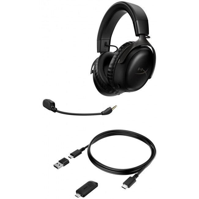 Casti gaming wireless HyperX Cloud III, DTS Headphone:X Spatial Audio, 2.4GHz, spuma cu memorie, microfon 10mm metal mesh si noise cancelling, PC/PS5/PS4/Switch, negru_2