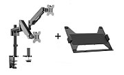 Suport monitor si laptop format din Suport 2 monitoare Gas Spring Dual Arm Blackmount MNT16-2 si Adaptor Laptop BM-NBH-6_1