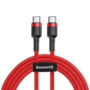 CABLU alimentare si date Baseus Cafule, Fast Charging Data Cable pt. smartphone, USB Type-C la USB Type-C 3A / 60W, braided, 2m, rosu 