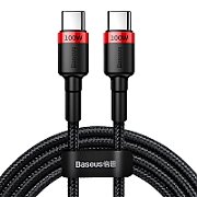 CABLU alimentare si date Baseus Cafule, Fast Charging Data Cable pt. smartphone, USB Type-C la USB Type-C PD2.0, 100W, braided, 2m, rosu + negru 