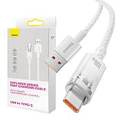 CABLU alimentare si date Baseus Explorer, Fast Charging Data Cable pt. smartphone, USB la USB Type-C 100W, senzor de temperatura, braided, 1m, alb 