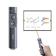 PRESENTER laser Orange Dot Baseus RF2.4GHz, laser rosu, distanta maxima 100m, transmitator USB/USB Type-C, gri 