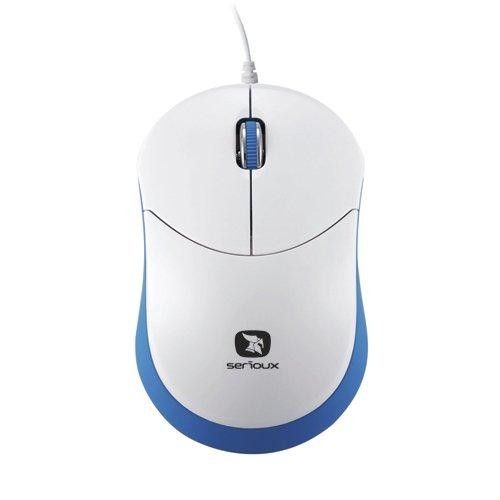 Mouse Serioux cu fir, optic, Rainbow 680, 1000dpi, albastru, ambidextru, blister, mini, USB_1