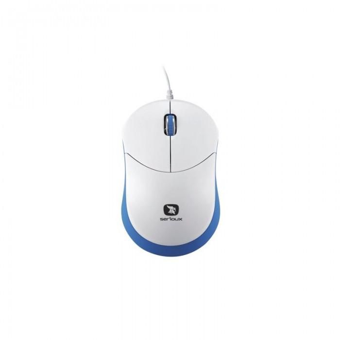 Mouse Serioux cu fir, optic, Rainbow 680, 1000dpi, albastru, ambidextru, blister, mini, USB_2