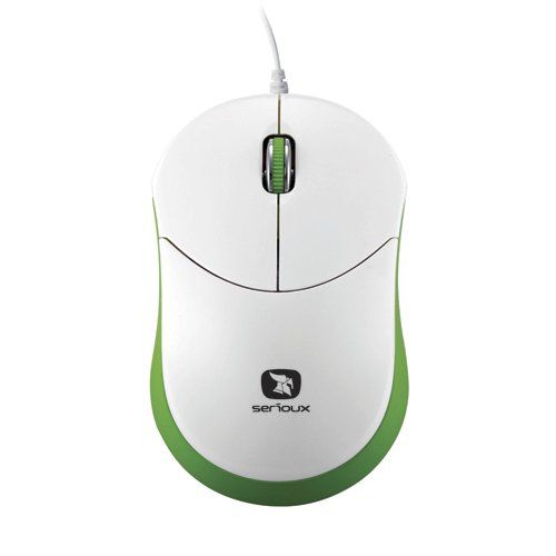 Mouse Serioux cu fir, optic, Rainbow 680, 1000dpi, verde, ambidextru, blister, mini, USB_1