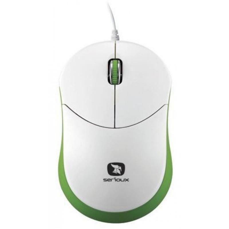 Mouse Serioux cu fir, optic, Rainbow 680, 1000dpi, verde, ambidextru, blister, mini, USB_2