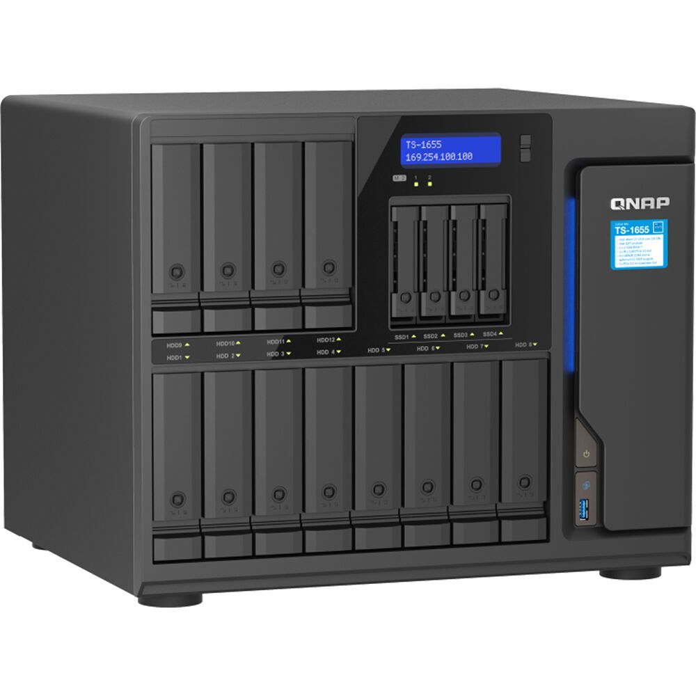 QNAP TS-1655-8G NAS Tower, 16 disk bays, Intel Atom C5125 8-core/8-thread processor