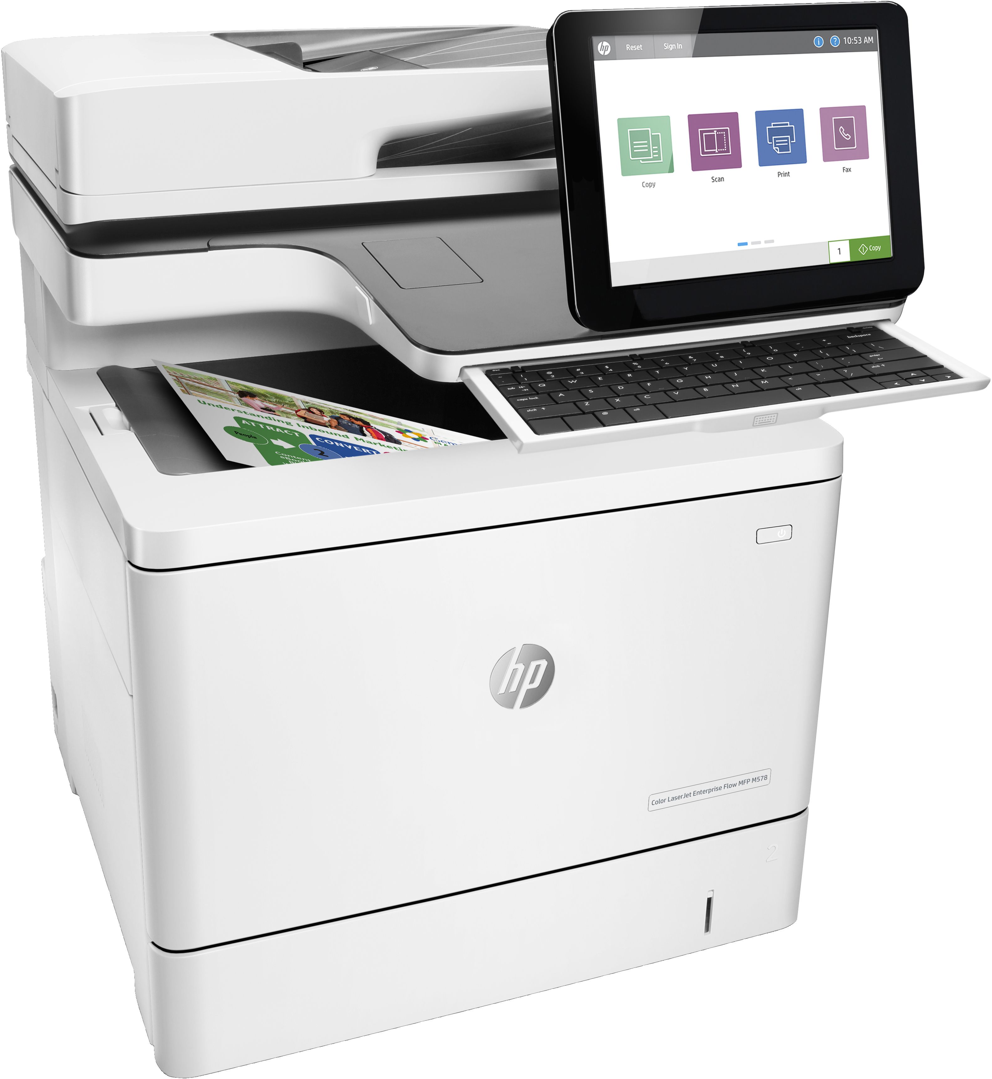HP Color LaserJet Enterprise Flow MFP M578c, Imprimare,copiere,scanare,fax, imprimare faţă-verso; ADF de 100 de coli; eficienţă energetică_1