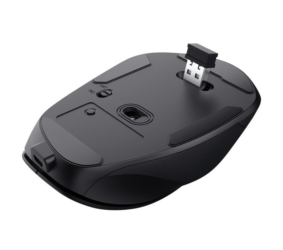 Mouse Trust Fyda ergonomic, reincarcabil, wireless RF 2.4GHz, USB2.0, 6 butoane, rezolutie 2400 DPI, negru_3