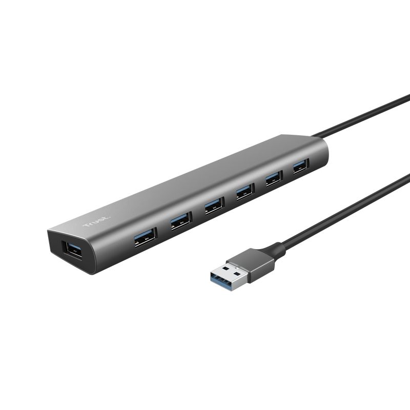 Hub Trust Halyx , 7 porturi USB 3.2 Gen 1, material aluminiu, input USB- C, output USB-A 7, gri_1