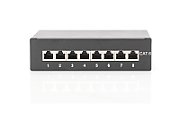 Desktop CAT 6 Patch Panel, shielded Class E, 8-port RJ45, 8P8C, LSA, black, 482x44x109_2