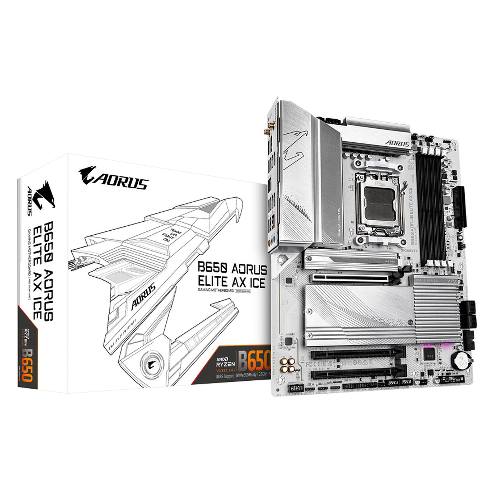 Placa de baza Gigabyte B650 AORUS ELITE AX ICE AM5 4x DDR5, 3x PCIE x16, 3x M.2, 1x DP 1x HDMI, 4x SATA 6GB/s, ATX_2