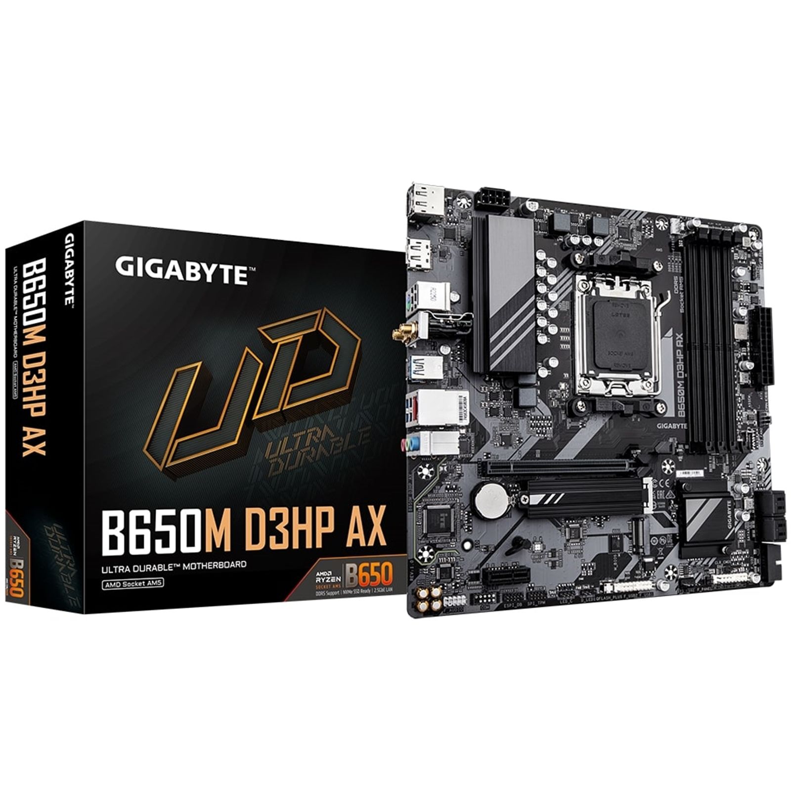 Placa de baza GIGABYTE B650M D3HP AX AM5, 4x DDR5, 2x DP 1x HDMI, 1x PCIE x16 1x PCIE x1, 2x M.2, 4x SATA 6gb/s, mATX_2