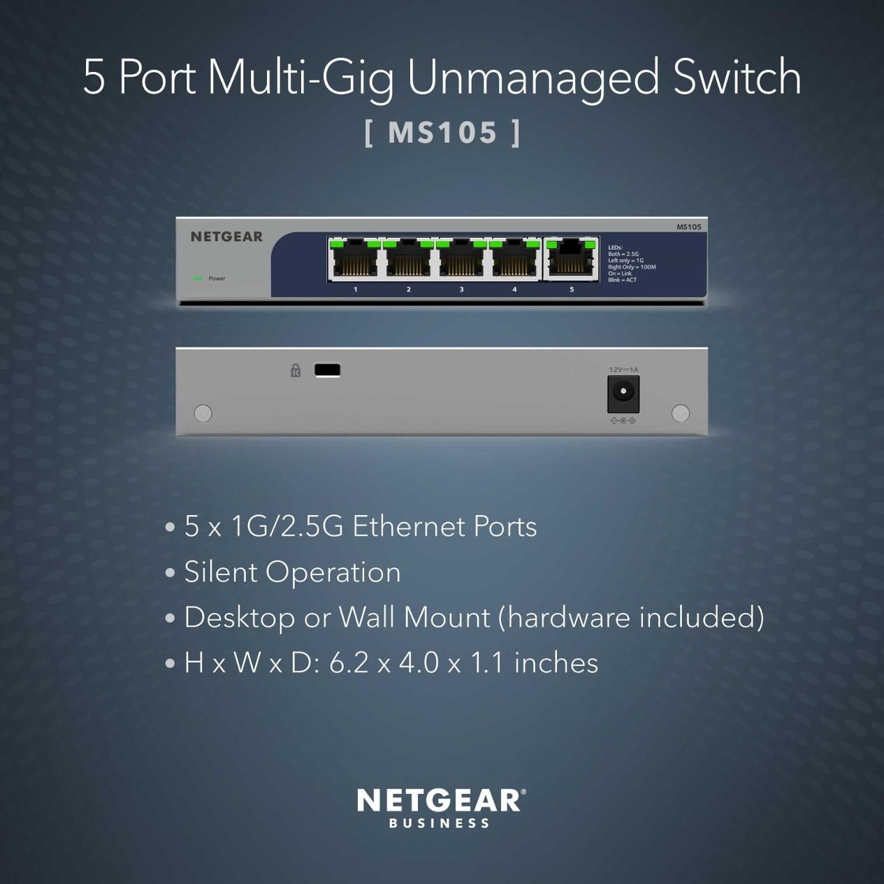 Netgear 5Port Switch 10/100/1000 MS105 Fanless, Wandmontage_2