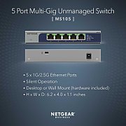 Netgear 5Port Switch 10/100/1000 MS105 Fanless, Wandmontage_2