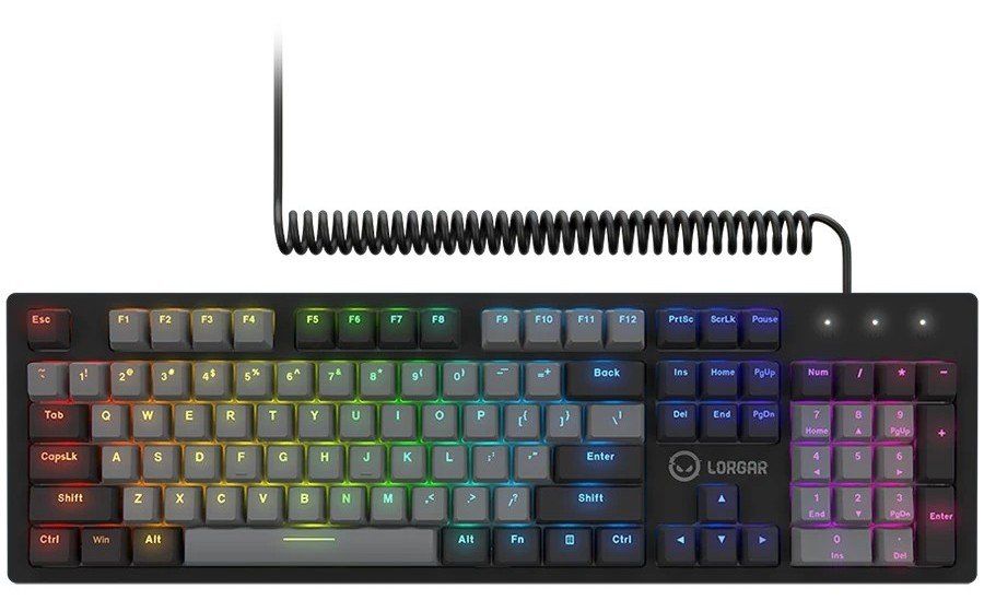 LORGAR Azar 514, Wired mechanical gaming keyboard, RGB backlight, 1680000 colour variations, 18 modes, keys number: 104, 50M clicks, linear dream switches, spring cable up to 3.4m, ABS plastic+metal, magnetic cover, 450*136*39mm, 1.17kg, black, EN layout_2