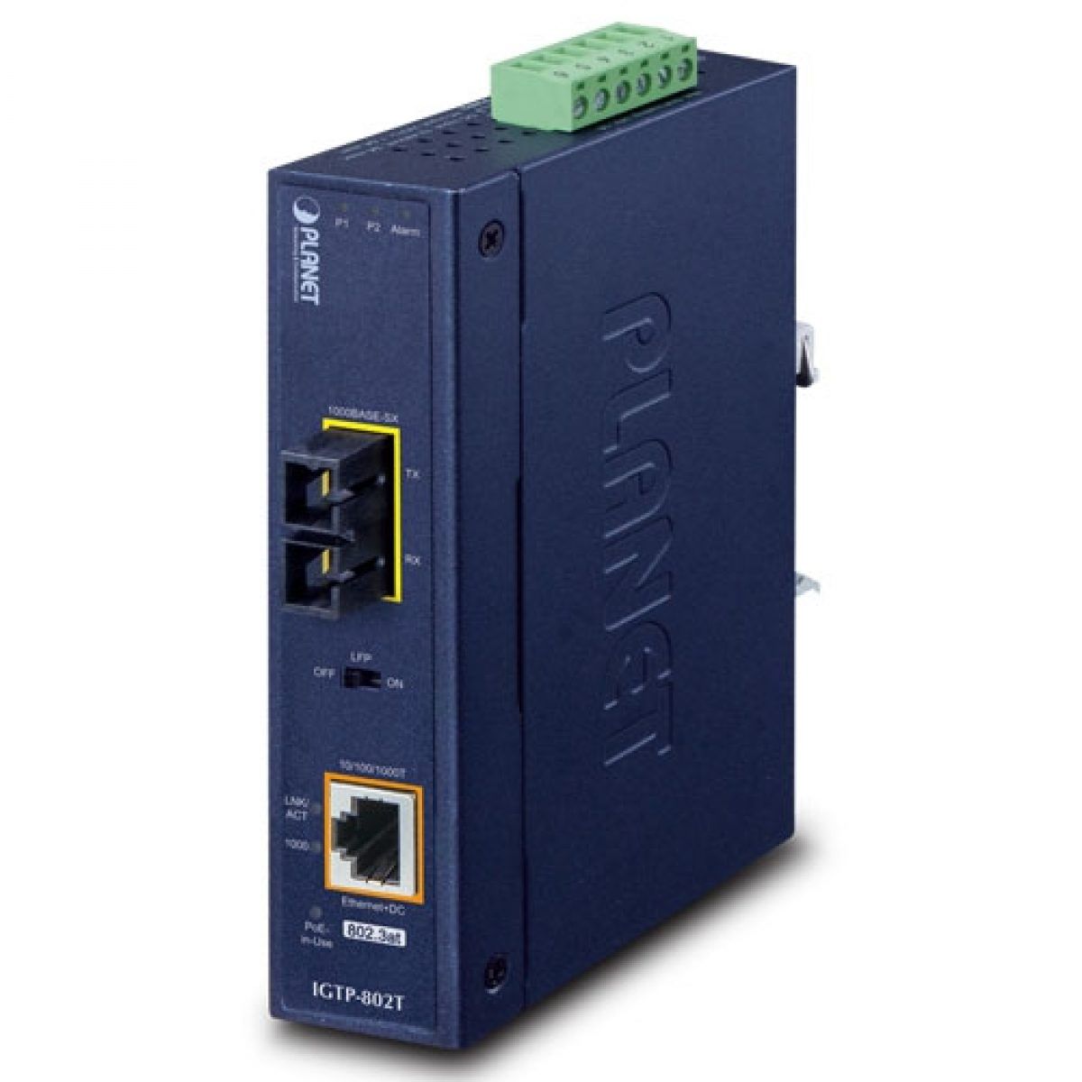 PLANET IP30 Industrial 10/100/1000BA convertoare media pentru rețea 1000 Mbit/s Albastru_2