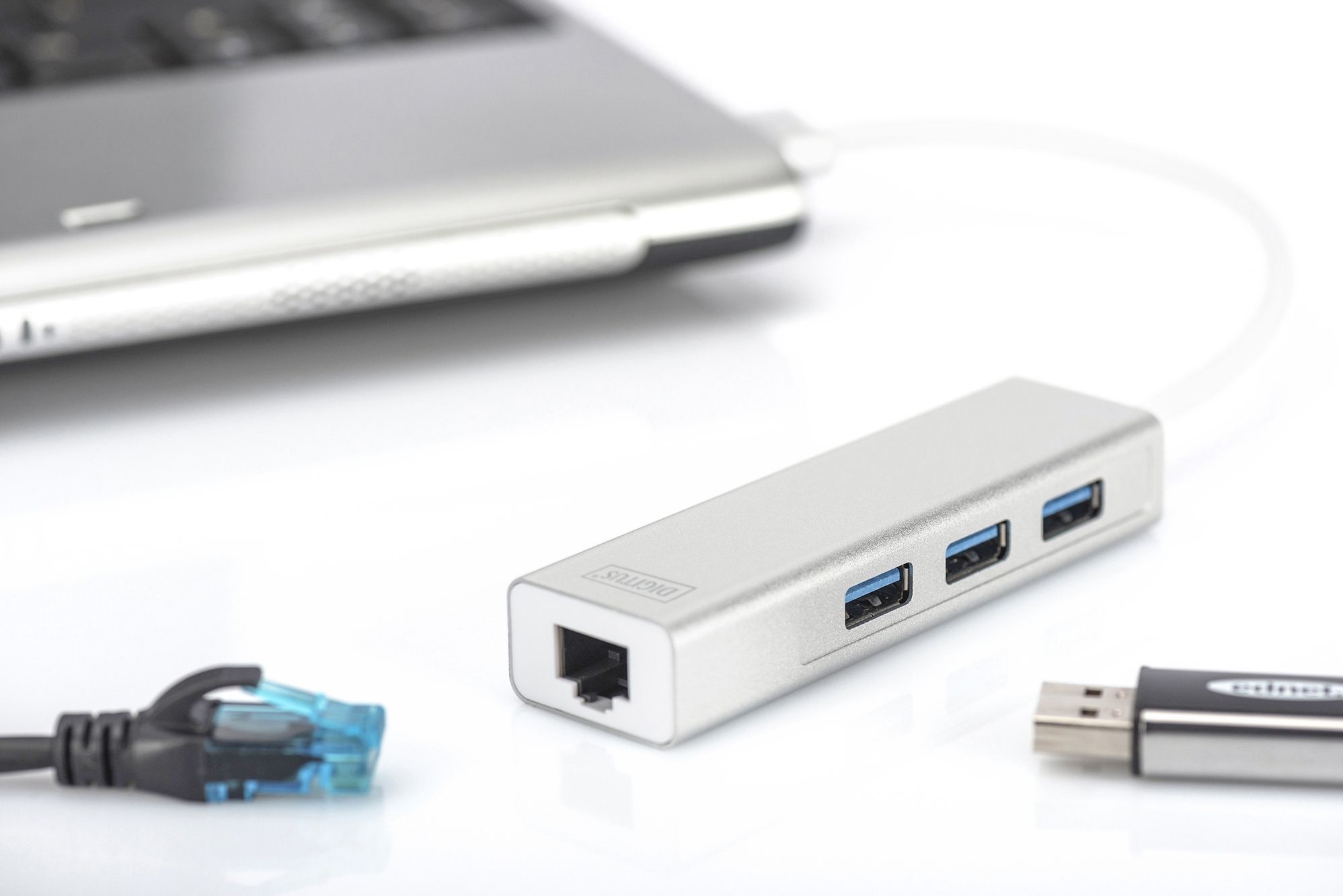USB 3.0, 3-ports HUB & Gigabit LAN adapter 3xUSB A/F,1xUSB A/M,1xRJ45 LAN, Win/Mac OS_3