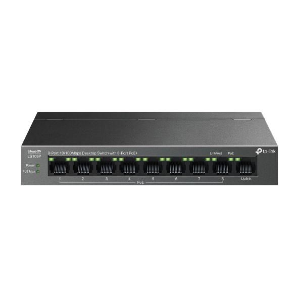 TP-lINK LS109P Switch 9 porturi 10/100Mbps, 8Porturi POE, Buget POE: 63W, AUTO Negotiation, AUTO MDI/MDIX, fara ventilator, Montaj: perete, Birou, Dimensiuni; 171×98×27 mm, Switching Capacity: 1.8 Gbps, Packet Forwarding Rate: 1.3392 Mpps_2