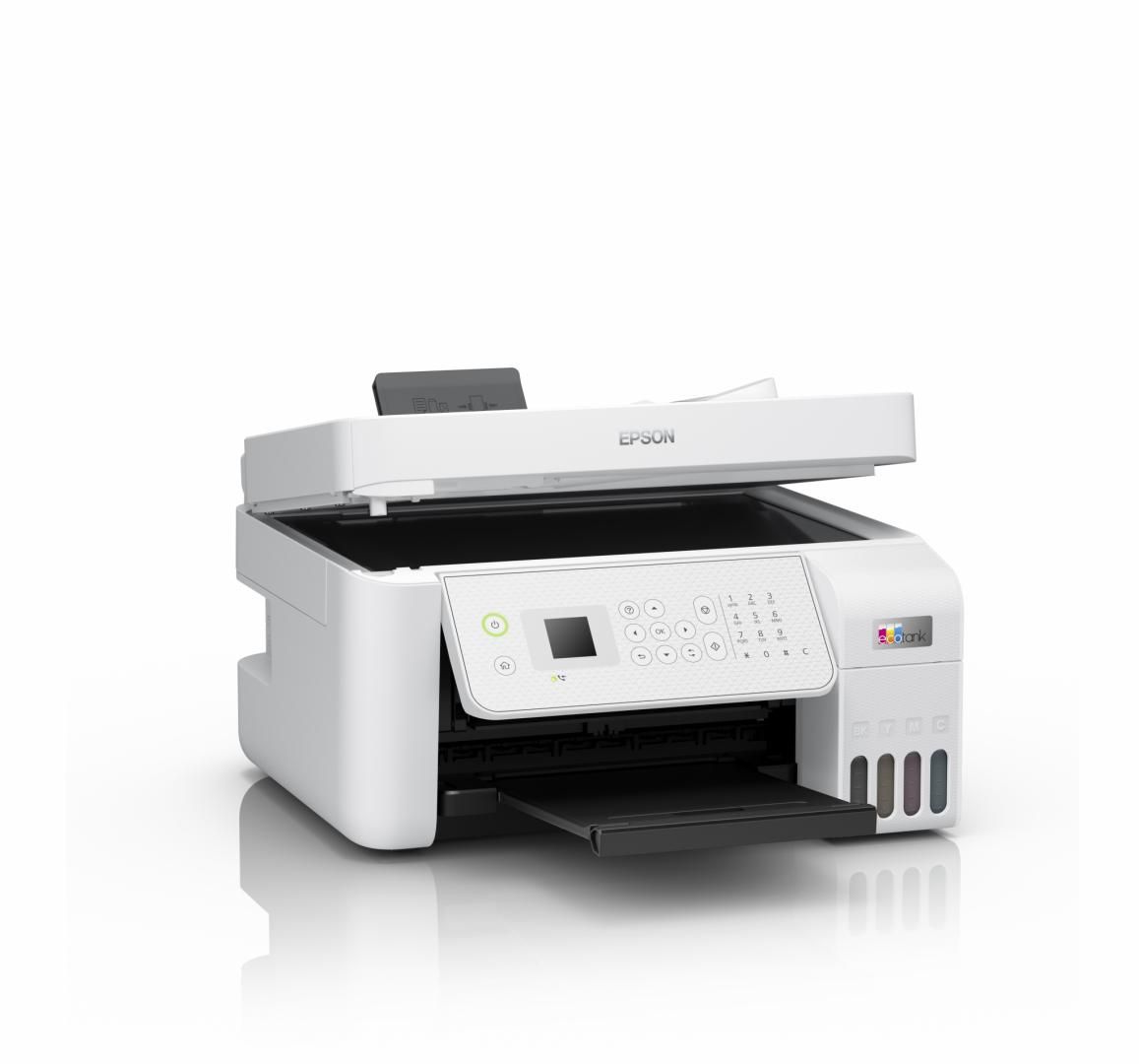 Multifunctional inkjet color Epson EcoTank CISS L5316, culoare: alb, dimensiune A4(Printare,Copiere, Scanare, Fax), printare borderless, viteza 33ppm alb-negru, 15ppm color, rezolutie 5760 x 1440 dpi, alimentare hartie 100 coli, ADF 30 coli, scanner CIS, rezolutie 1200 x 2400 dpi, interfata: USB_4