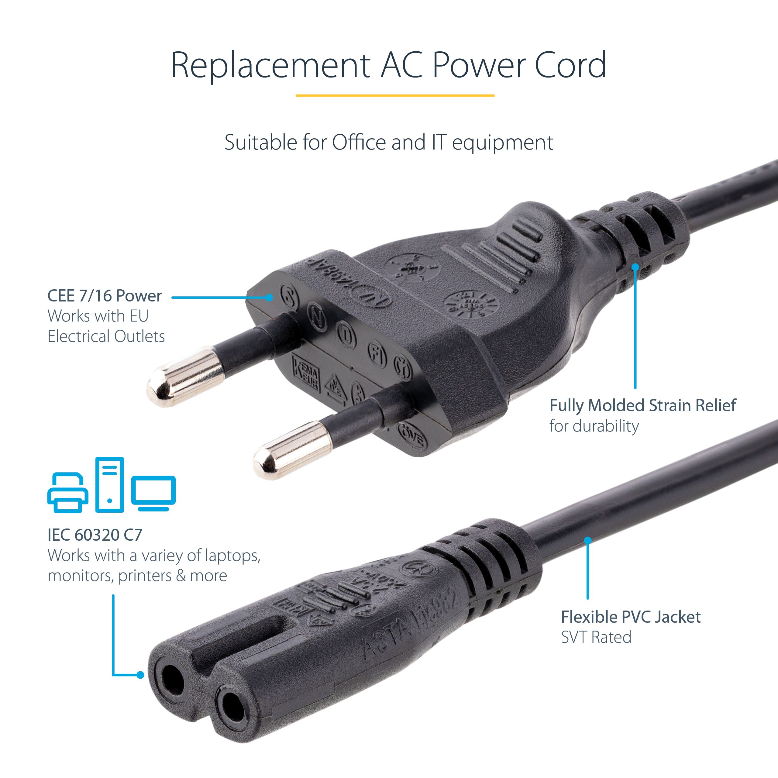 LAPTOP POWER CORD - 18 AWG/EU PLUG TO C7 - 18AWG_6