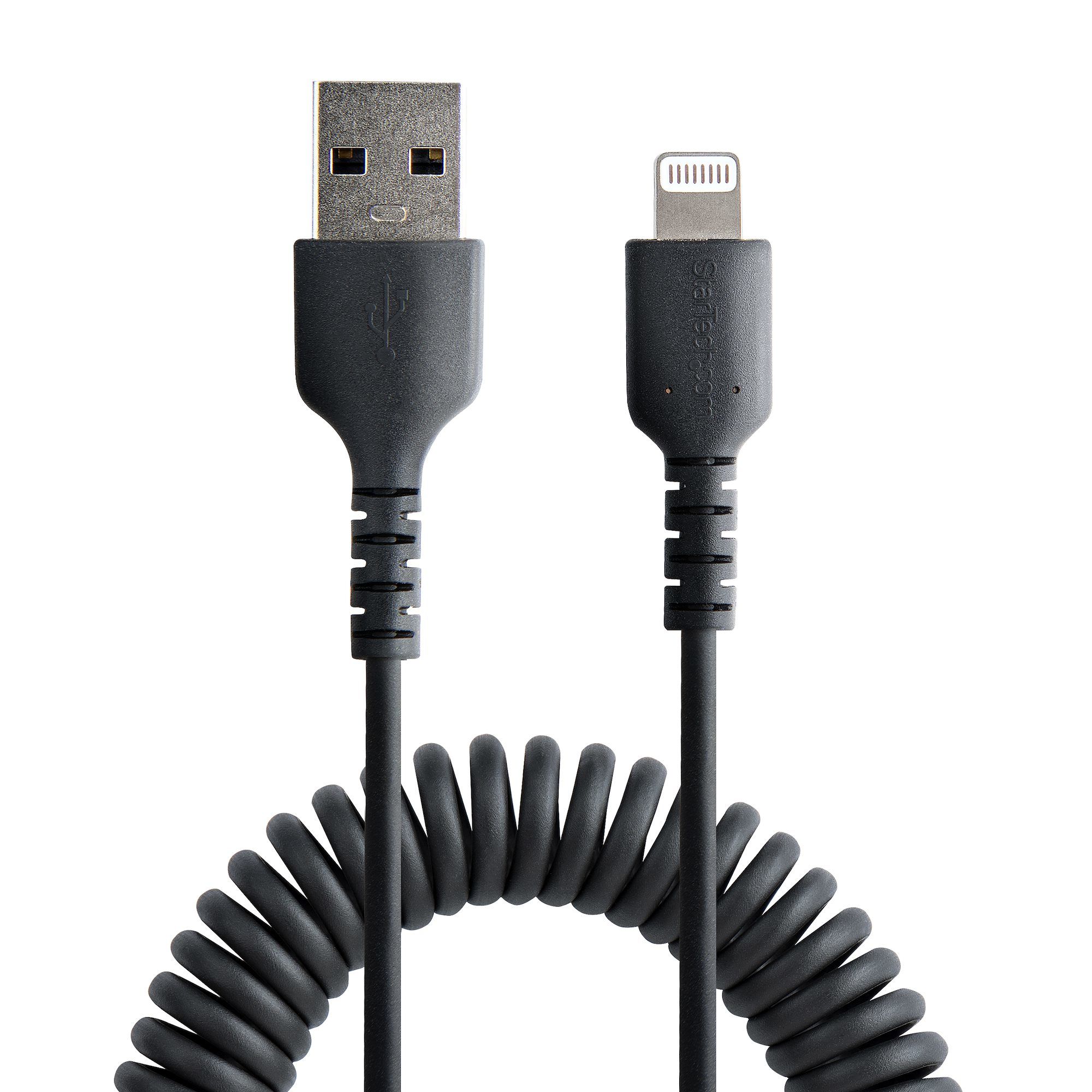 USB TO LIGHTNING CABLE - 50CM/(20IN) COILED CABLE BLACK_3