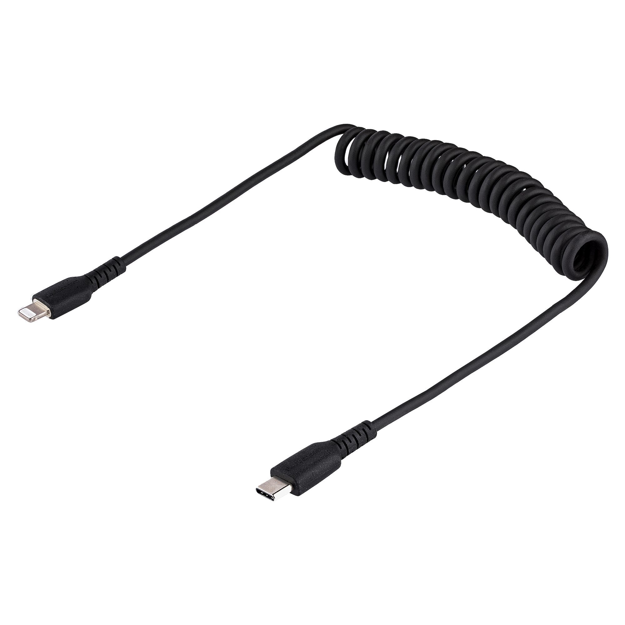 USB C TO LIGHTNING CABLE - 1M/(3.3FT) COILED CABLE BLACK_2