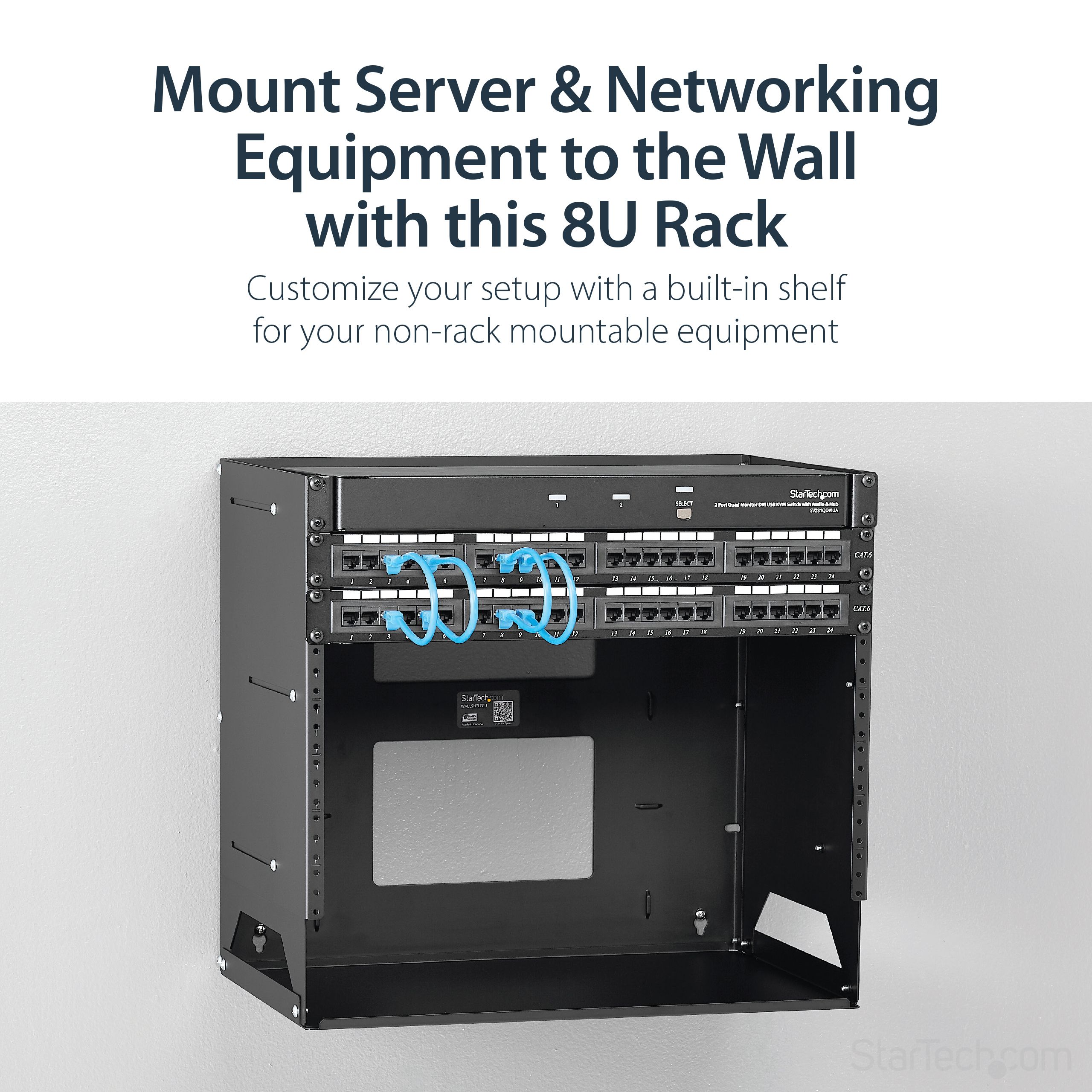 8U WALL-MOUNT RACK WITH SHELF/._9