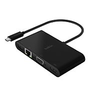 USB-C TO GIGABIT-ETHERNET/HDMI/VGA/USB-A ADAPTER 100W PD BLACK_1