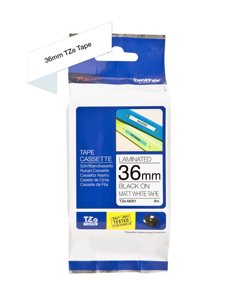 TZE-M261 LAMINATED TAPE/36MM 8M WHITE MATT/BLACK_3