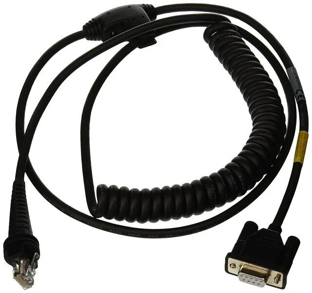 Industrial Cable: RS232 (5V signals), black, DB9 Female, 3m (9.8Â´), coiled, 5V external power with option power on pin 9, with ferrite
