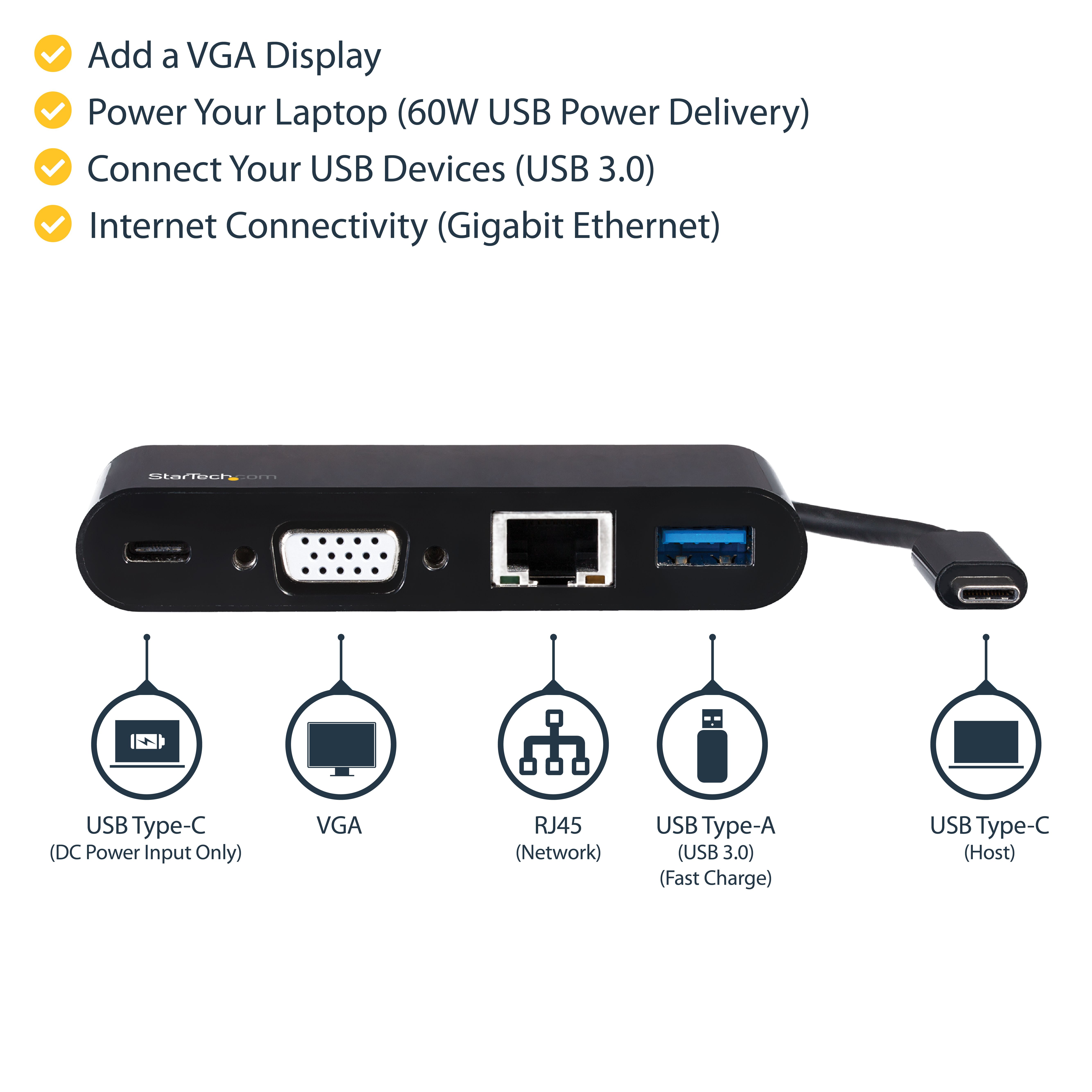 USB C VGA MULTIPORT ADAPTER/USB PD CHARGING 60W USB 3.0 GBE_7