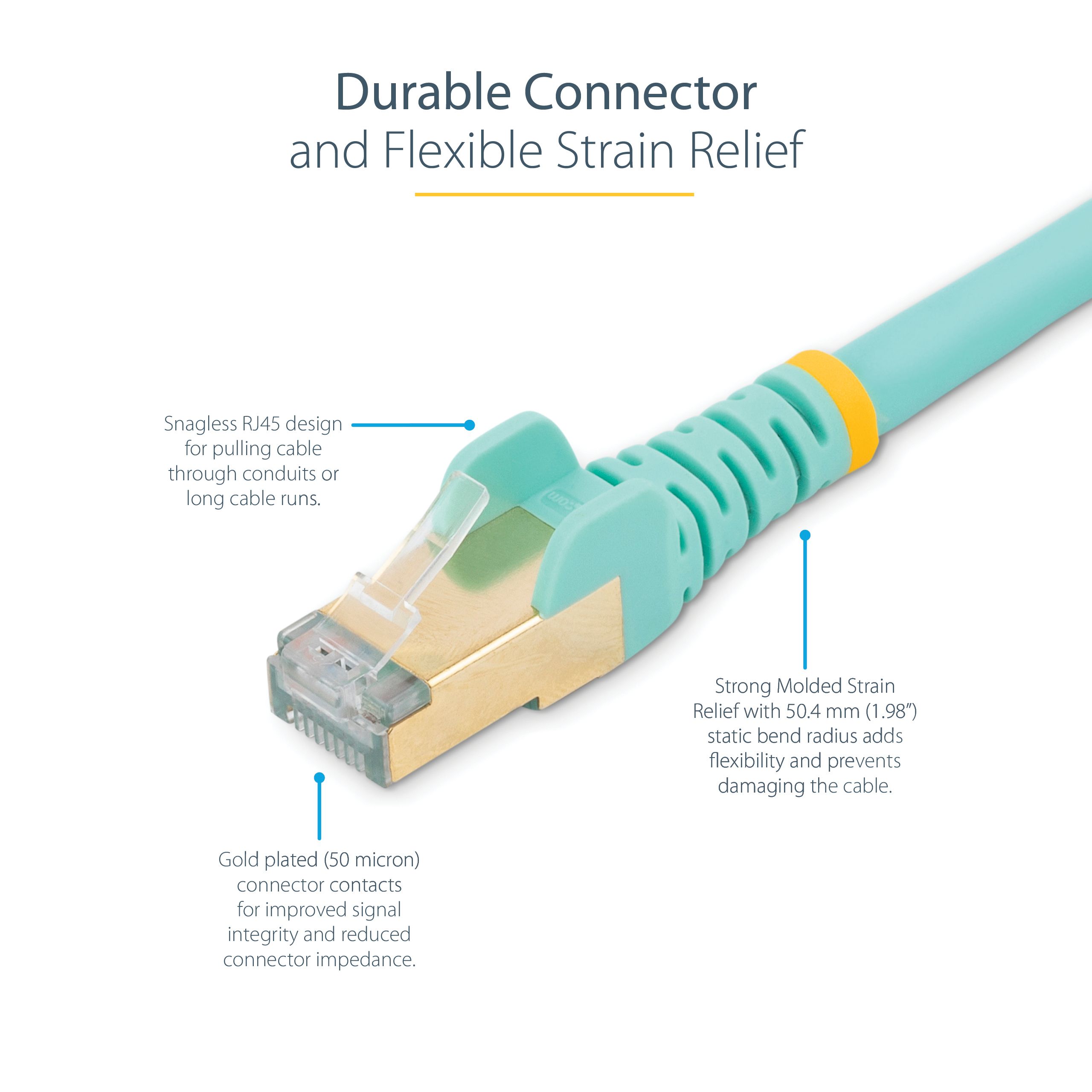 7.5 M CAT6A CABLE AQUA/SNAGLESS - SHIELDED COPPER WIRE_6