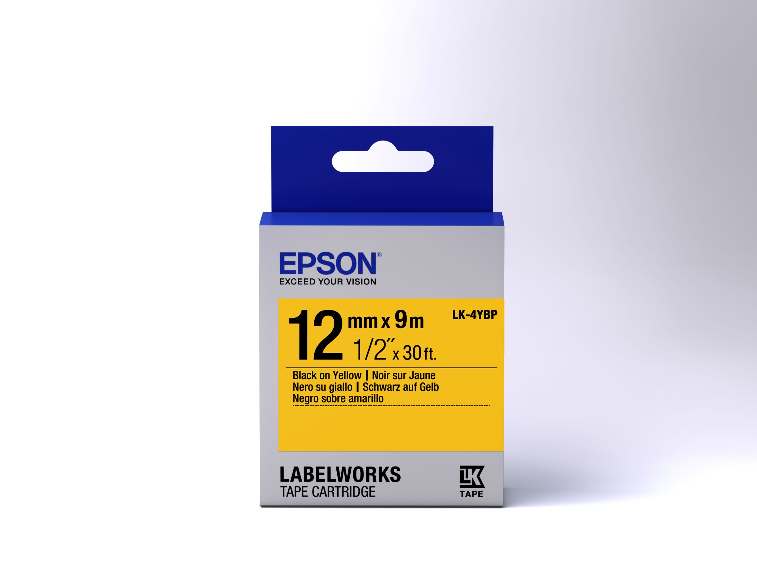 Epson Label Cartridge Pastel LK-4YBP Black/Yellow 12mm (9m)_2