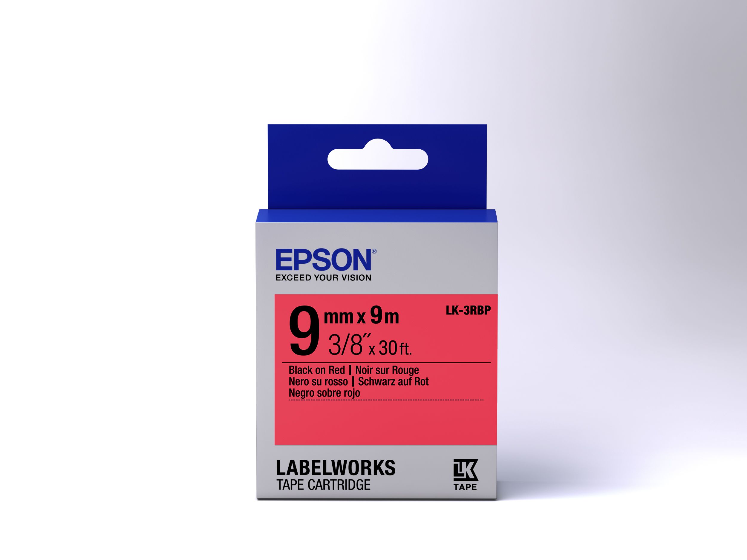 Epson Label Cartridge Pastel LK-3RBP Black/Red 9mm (9m)_2