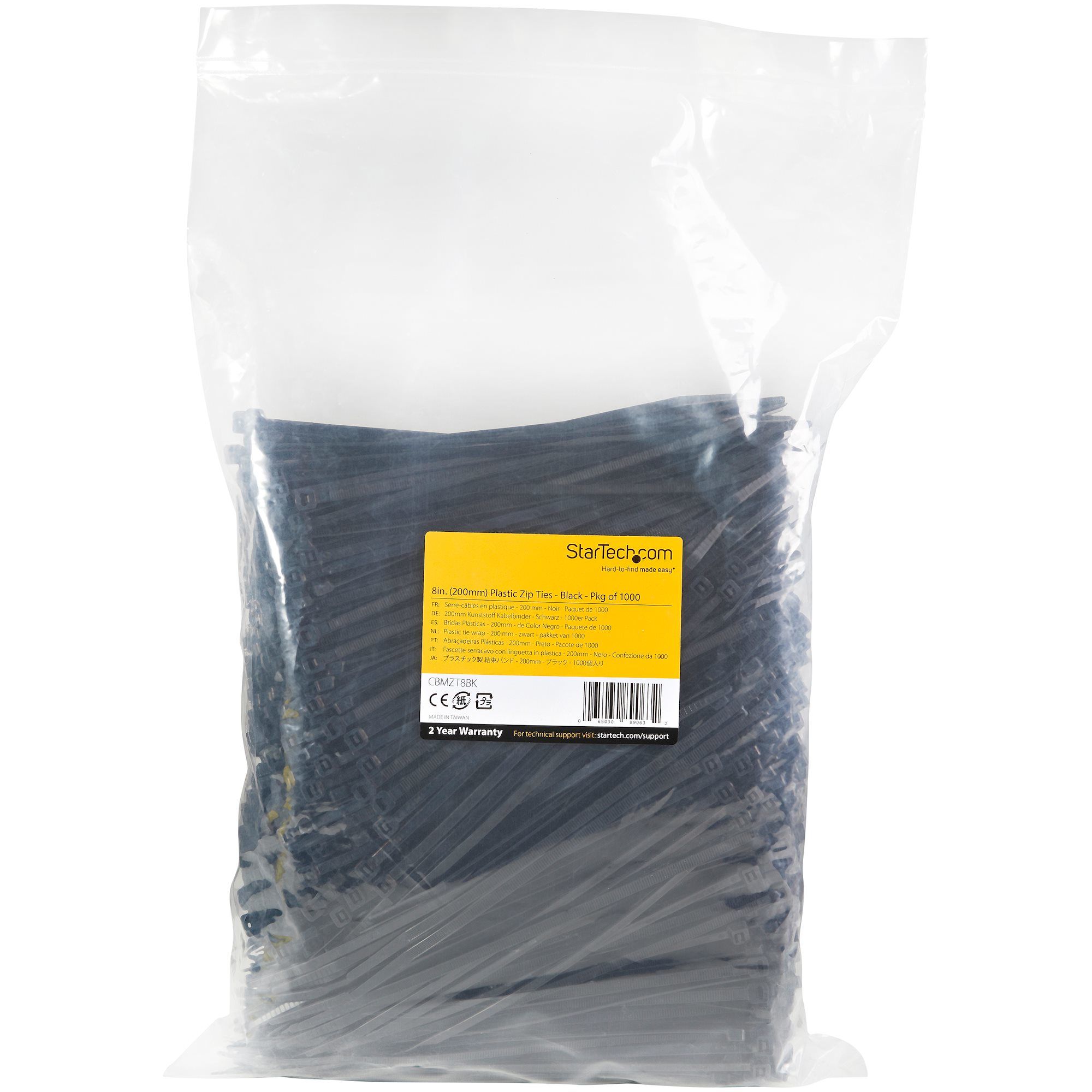 1000 PACK 8 CABLE TIES -BLACK/NYLON ZIP TIE WRAPS UL TAA_6