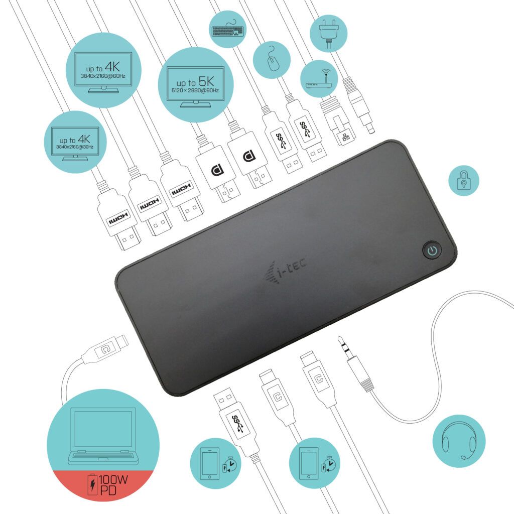 I-TEC USB 3.0/USB-C/THUNDERBOLT/3X 4K DOCKING STATION100W_6