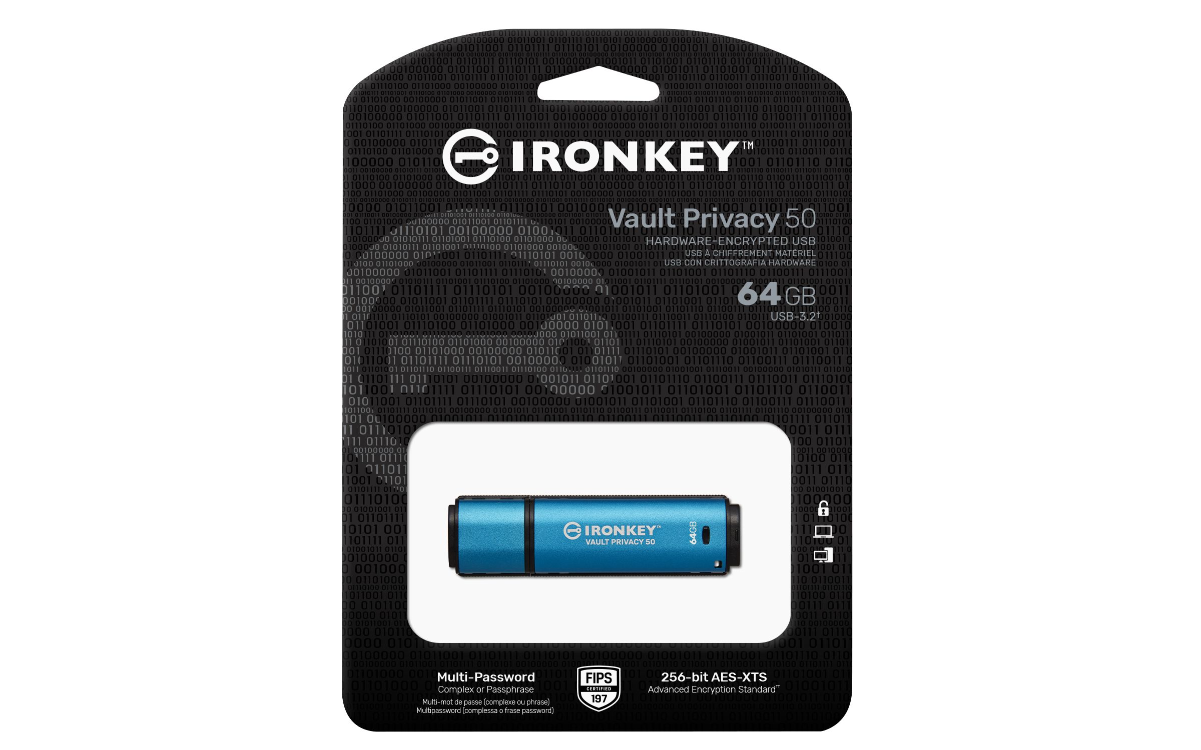 64GB IRONKEY VAULT PRIVACY 50/AES-256 ENCRYPTED FIPS 197_6