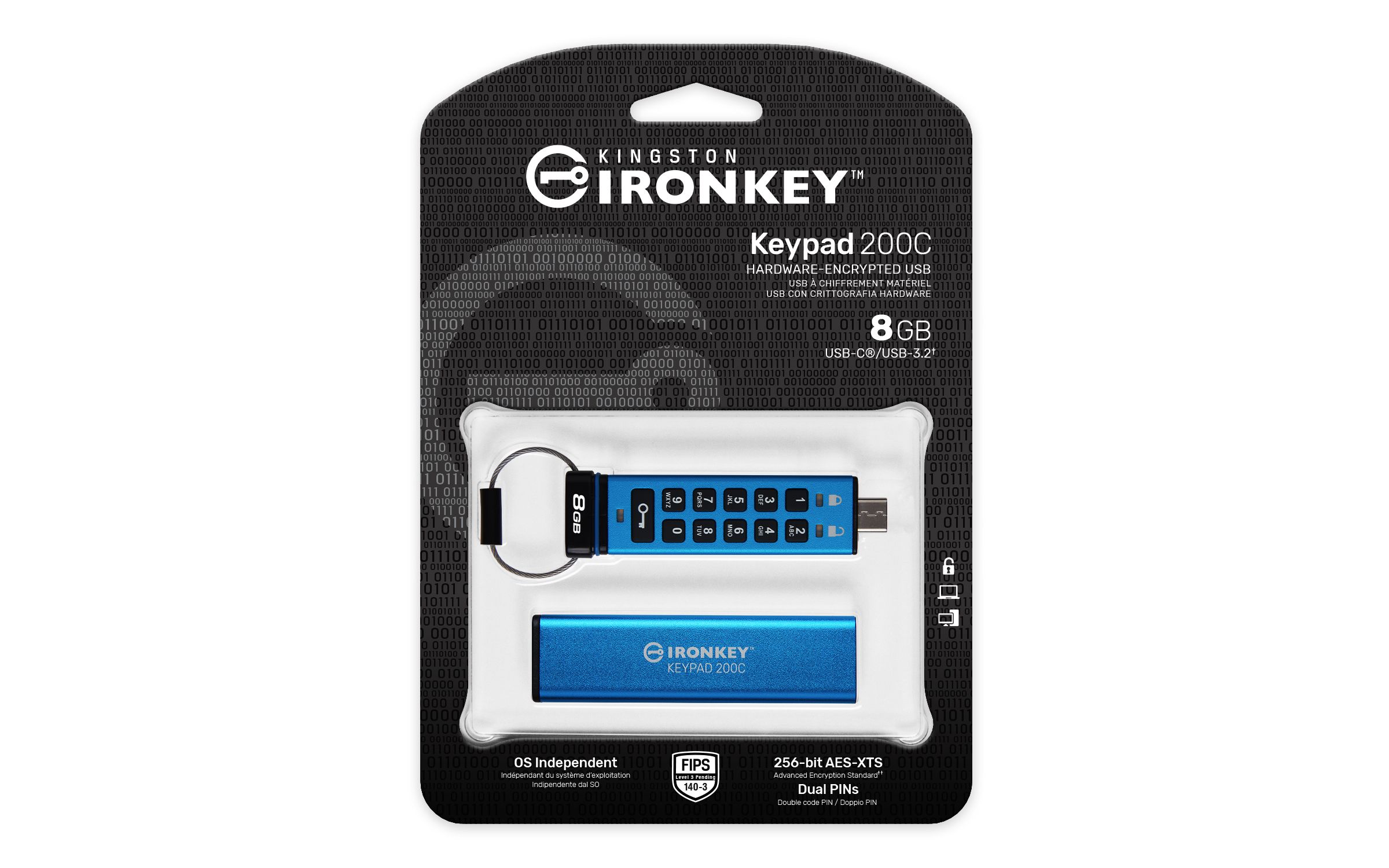 8GB USB-C IRONKEY KEYPAD 200C/FIPS 140-3 LVL 3(PENDING)AES-256_6