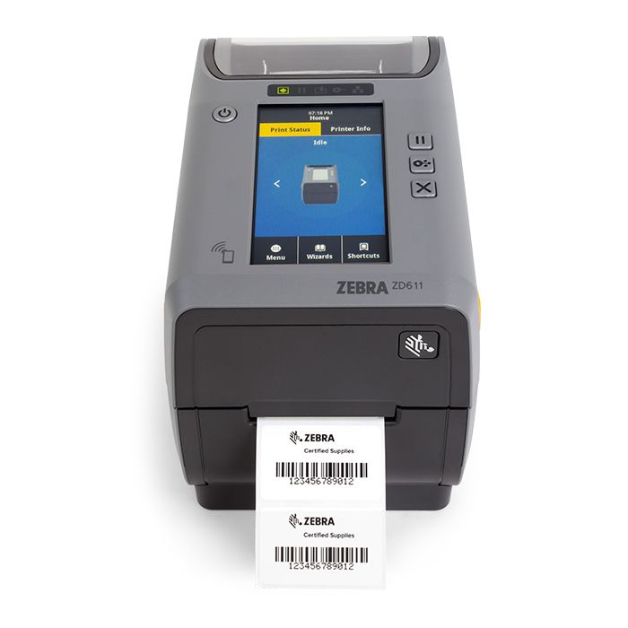 Thermal Transfer Printer (74M) ZD611, Color Touch LCD; 300 dpi, USB, USB Host, Ethernet, BTLE5, Cutter, EU and UK Cords, Swiss Font, EZ_2