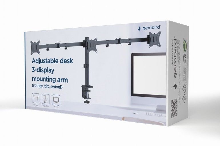 GEMBIRD Desk mounted adjustable mounting arm for 3 monitors - full-motion_2