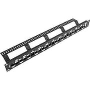 LANBERG PPKS-1224-B Lanberg keystone Patch Panel Blank 24 port Staggeged 1U with Organizer, Black_1