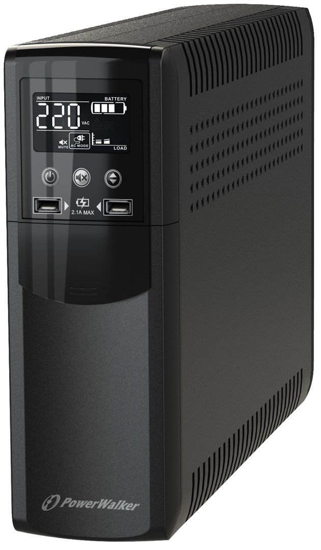UPS Power Walker VI 1500 CSW FR, 1500VA, 900 W, cu management, line-interactive, 4x Schuko, 1x RJ45, 1x USB, 12.0V/9.0Ah Tower, Negru