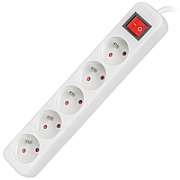 LANBERG PS1-05E-0300-W Lanberg 3M White LANTERGE CURVE 5X 230V PL WITH CIRCUIT BREAKER, FULL COPPER_1