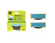 Rezerva OneBlade QP225/50, pentru piele-ultra sensibila, otel inoxidabil, umed si uscat, kit 2 lame,compatibil cu Philips OneBlade si OneBladePro, Verde_1