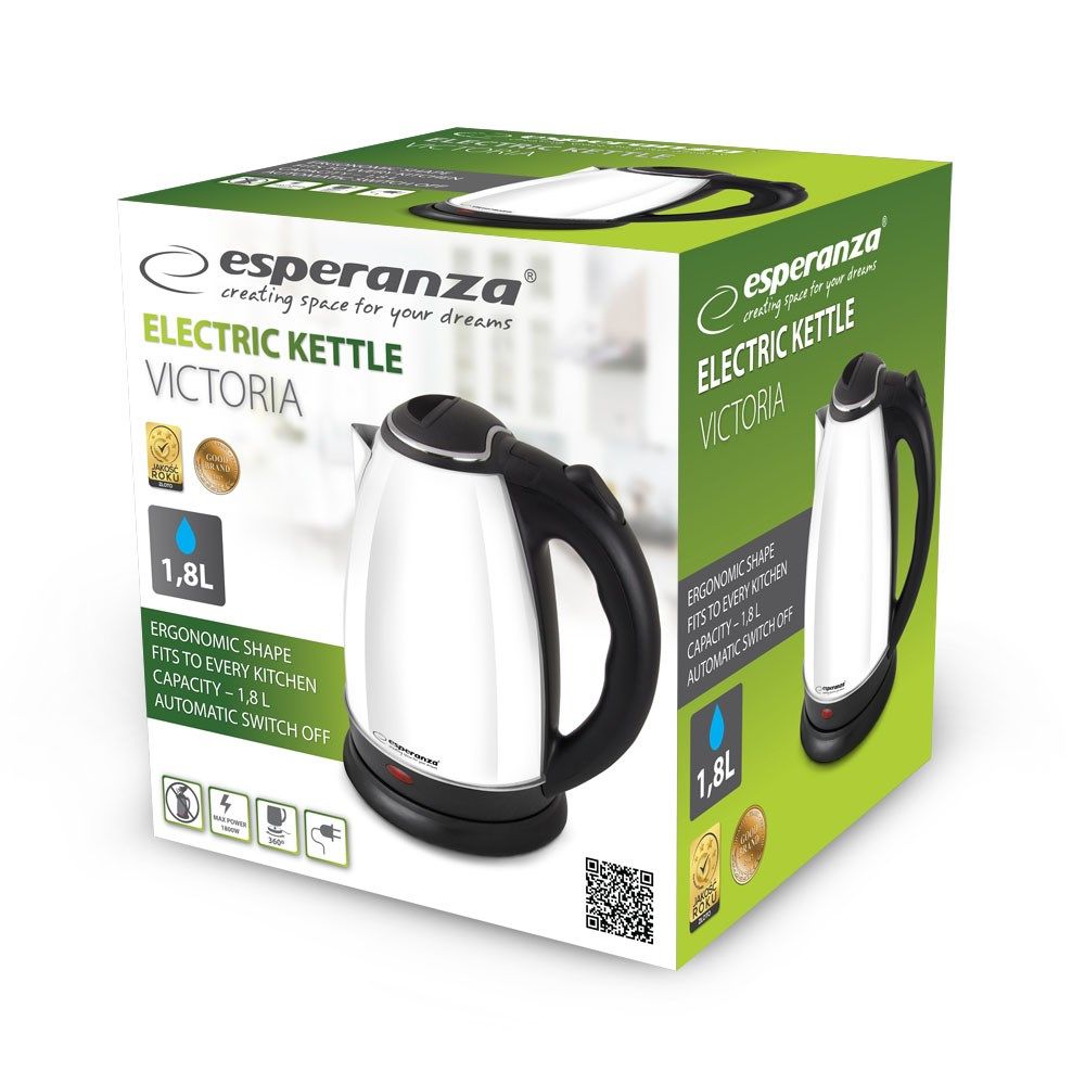 Esperanza EKK113W electric kettle 1.8 L Black White 1800 W_2