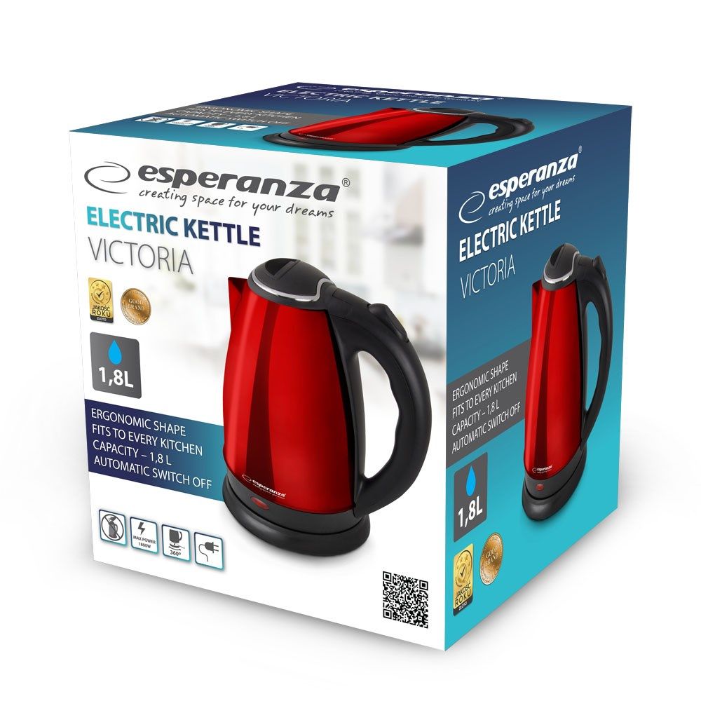 Esperanza EKK113R electric kettle 1.8 L Black Red 1800 W_2