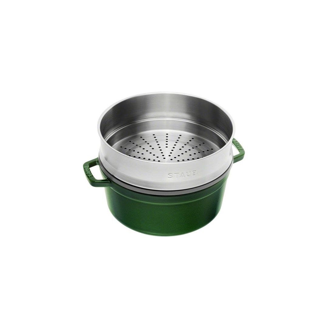 Round cast iron pot with insert Staub - Green  5.25 ltr_3