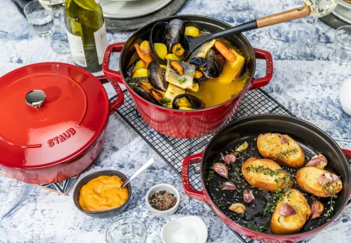 Staub La Cocotte Round Cast iron Casserole baking dish -- SET OF 3 PIECES_3